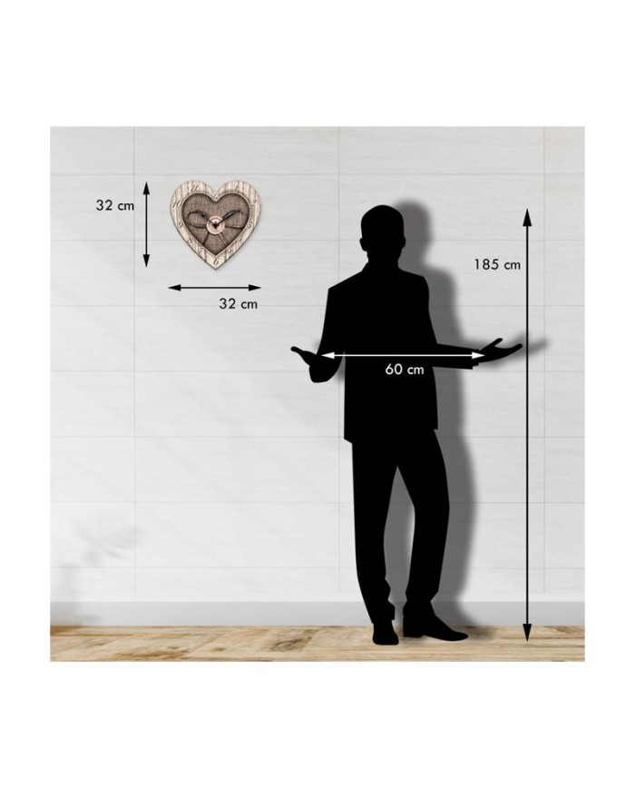 Orologio Da Parete Heart Shabby White 32x32
