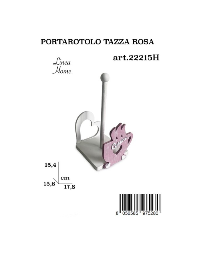 Portarotolo Tazza Legno Rosa