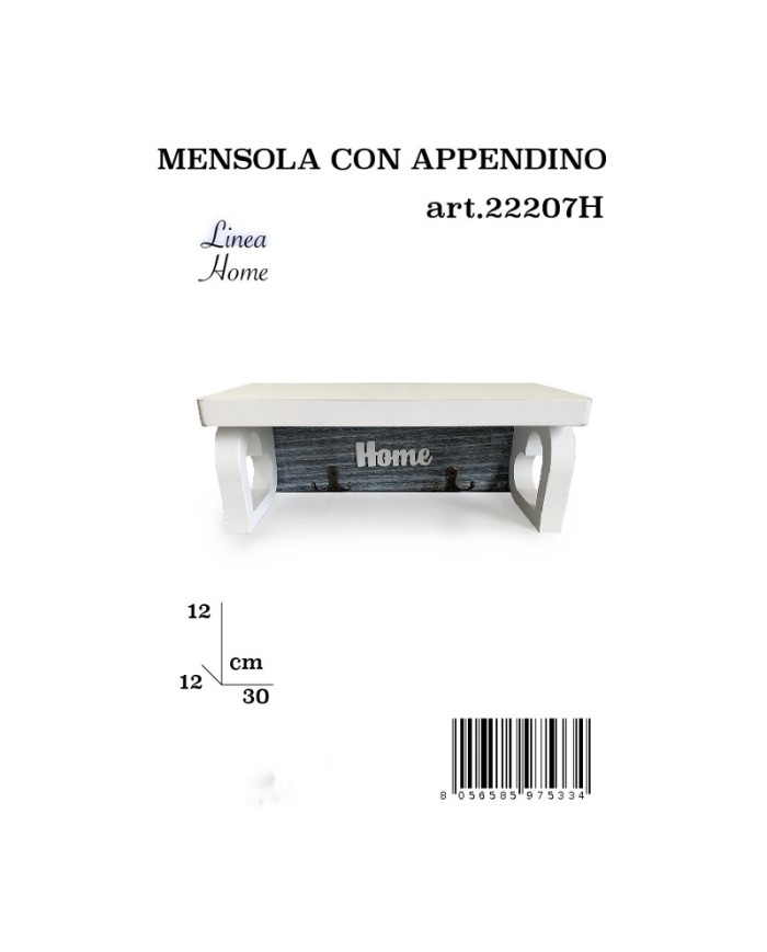Mensola Con Appendino Legno Grigio
