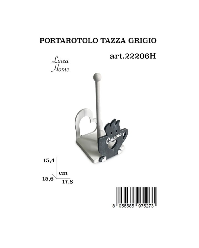 Portarotolo Tazza Legno Grigio