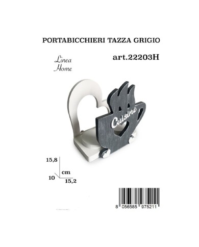 Portabicchieri Tazza Legno Grigio