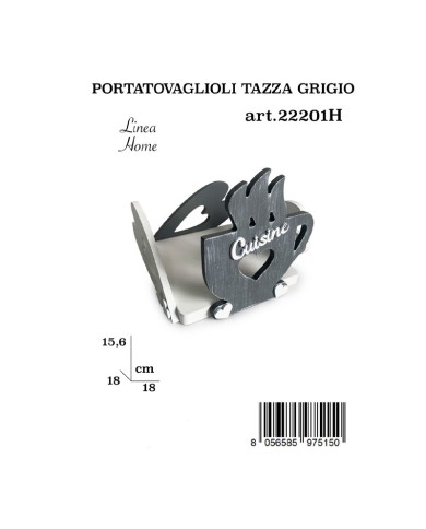 Portatovaglioli Tazza Legno Grigio
